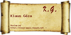 Klaus Géza névjegykártya