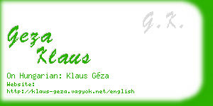 geza klaus business card