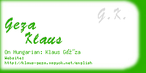 geza klaus business card